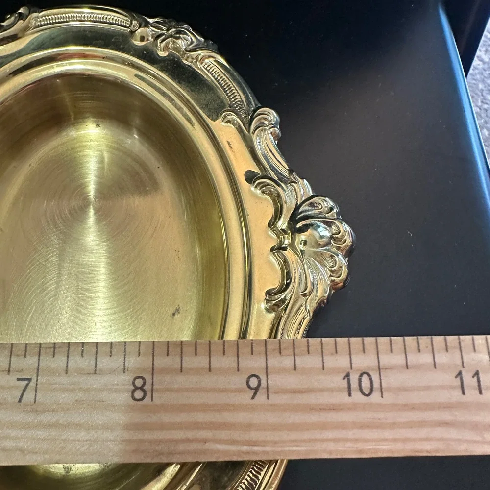 Vintage Copper Craft Brass Double Dish Nut Candy Ornate Scroll Topeka Kansas